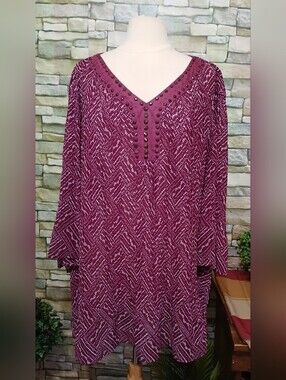 Woman Within Plum Studded V-Neck Tunic Size Plus Size 30/32